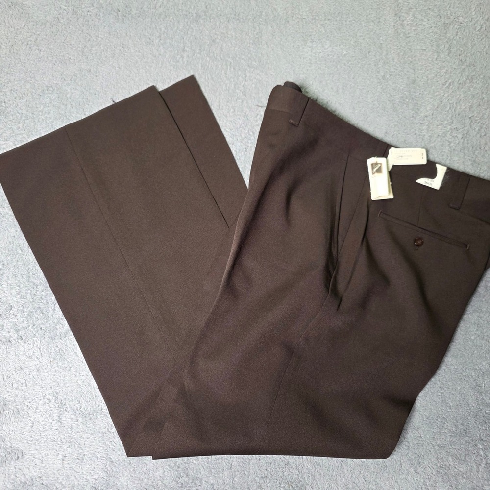 Jimmy Connors Mens 36x31 Dress Slacks Brown Vintage Texturized Polyester NWT